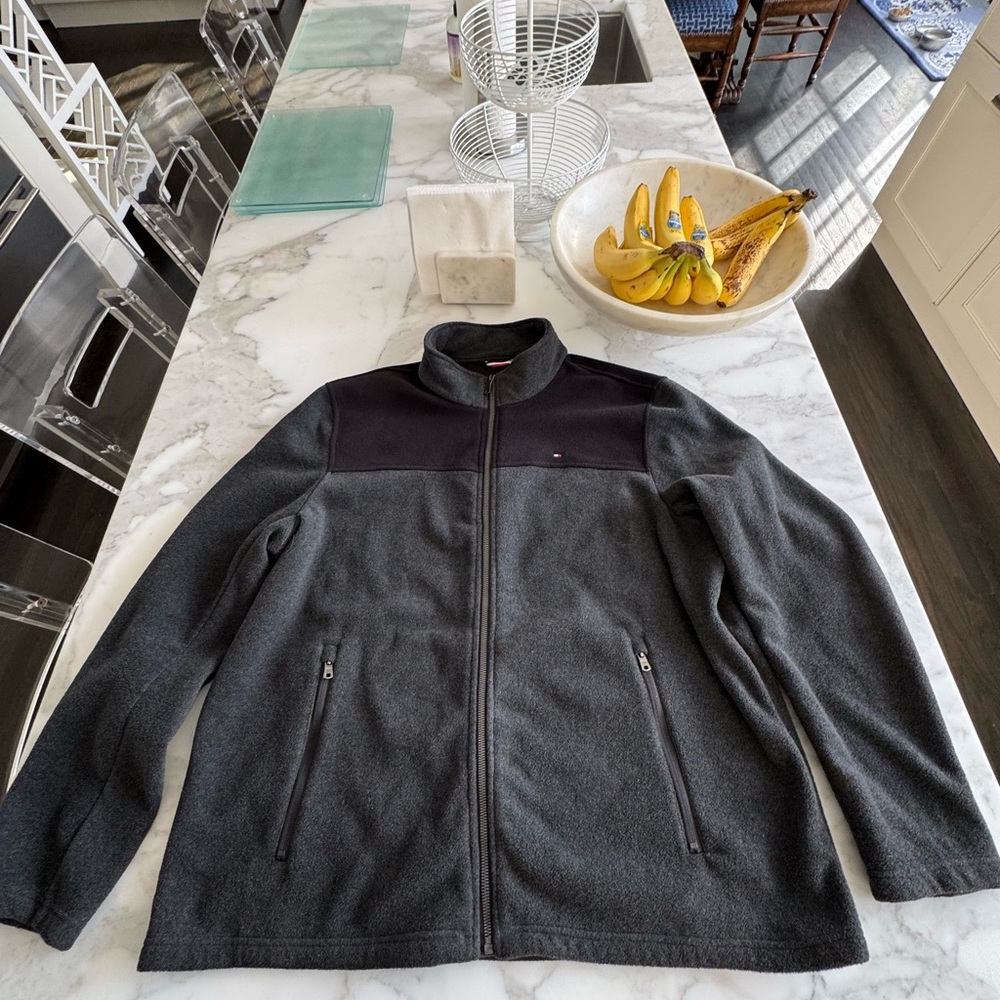 Jacket Fleece Tommy Hilfiger Gray and Black Lightweight Jacket - Picture 14 of 15